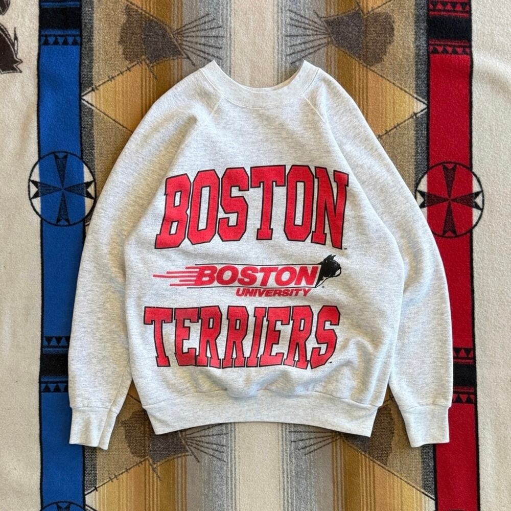 Vintage 90s Boston University Terriers Crewneck Sweatshirt Size Large USA Made